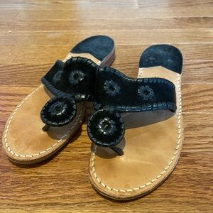 Jack Rogers Black and Tan Leather Sandals